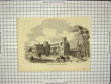 Original Old Antique Print 1860 New School Buildings Eton College London 19th