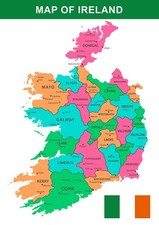 Ireland ROI & Northern Ireland Map Wall Poster Print Optional Laminated