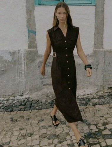Bnwt zara brown collared vneck - brown,