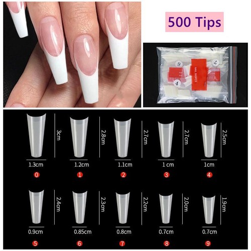 Coffin nail tips long - coffin, 500pcs
