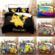 Pokemon Pikachu 3D Quilt Duvet Cover Bedding Set Single/Double + Pillowcase Sets