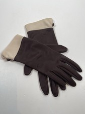 Vintage 60's Ladies Prova Evening Gloves Size 7.5 Brown Nylon Made In Portugal
