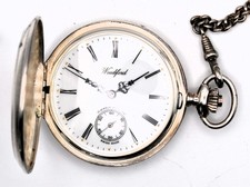 Woodford Sterling Silver Hunter pocket watch Manaul wind ETA movement