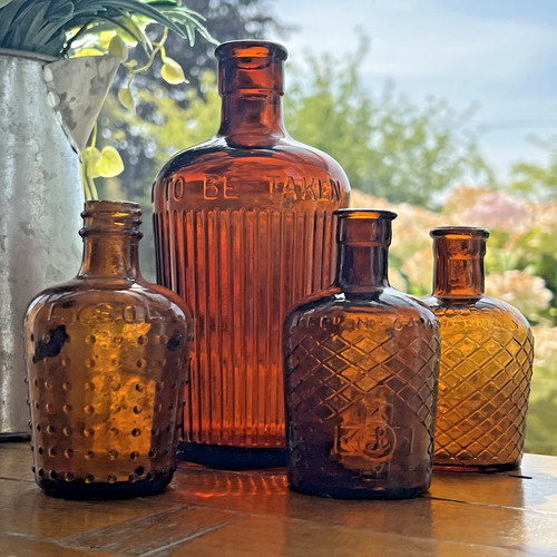 Antique amber glass medicine - antique,