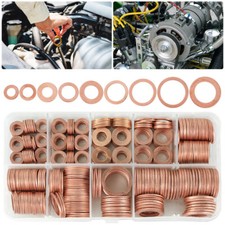 200Pcs Assorted Solid Copper Car Engine Washers Crush Seal Flat Ring Gasket Set
