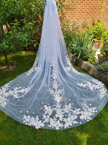White cathedral veil with comb