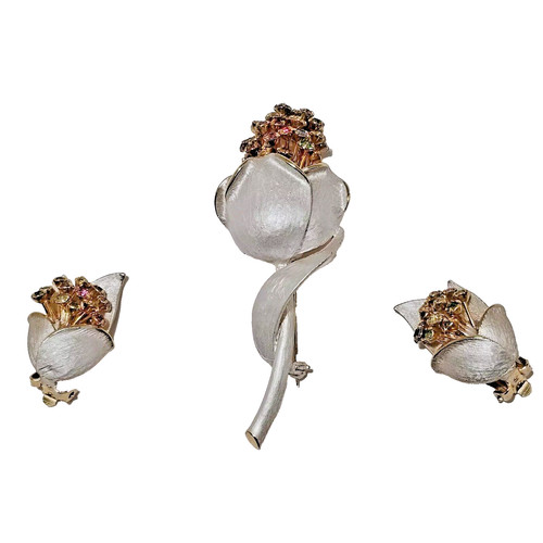 Vtg silver frost gold - w/gold, tone