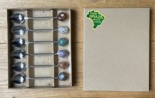 Brazilian Coloured Agate Coffee Spoons Set (6)  with Box From Estilo
