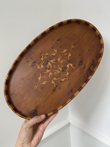 Marquetry tray wooden inlay - tray,