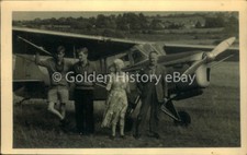 VINTAGE MAN DAD WIFE TWO SONS BY PRIVATE PLANE AIRPLANE REAL PHOTO PHOTOGRAPH