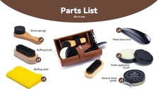 7-Piece Leather Shoe Polish Kit with Brush & Travel Case - Elegant Shine