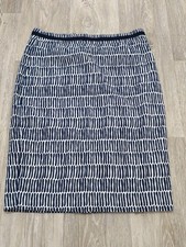 Boden Martha Patterned Pencil Skirt Navy Blue White Size UK 10 R