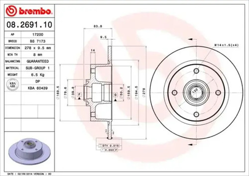 Brake disc solid 2691 - 2x,