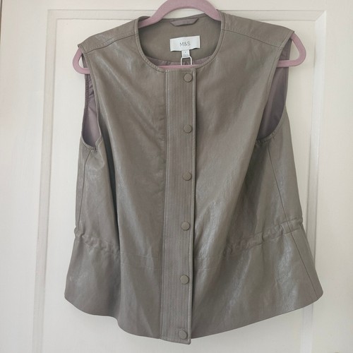 Faux leather mocha gilet - m&s,