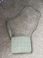 Women’s Sage Green Faux Leather Woven Primark Clutch Bag With Adjustable Strap
