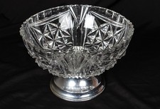Vintage A glass crystal 1960's fruit bowl with silver plated base