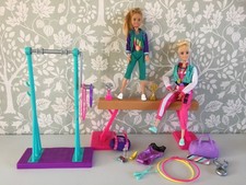 BARBIE GYMNASTICS TWIRLING FEATURE BALANCE BEAM & SPINNING BAR STACIE VGC
