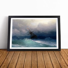 Ivan Aivazovsky Ship On A Stormy Sea Wall Art Print Framed Canvas Picture Poster