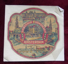 Vintage Souvenir Travel Decal Sticker Amsterdam Ronovaart Holland 1950's