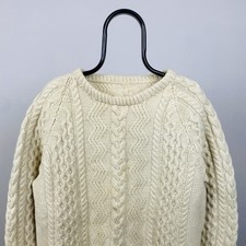 Aran Craft Cable Knit Jumper 100% Wool Ireland Men's Size XL Cream