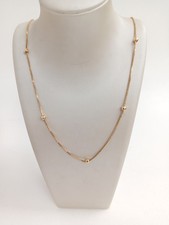 Italian 18ct Yellow Gold Box Link Chain Beaded Accents 44cm Length 4.56g Boxed 