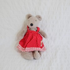 Moulin Roty La Grande Famille 22cm Soft Plush Toy Nini the Mouse Red Dress