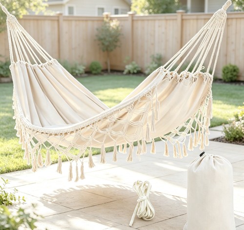 Boho double cotton - hammock, w/