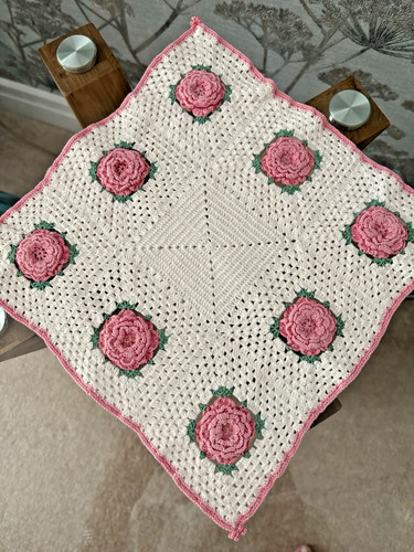 Vintage white pink cotton hand - cotton,