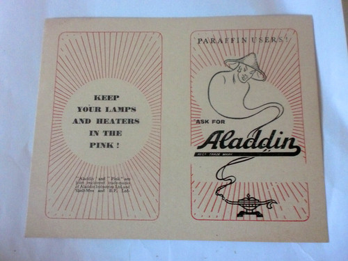 Aladdin pink paraffin advert - aladdin,