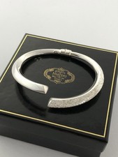 Harpers Jewellers Sterling Silver Textured Hinge Torque Wrap Around Bangle 925