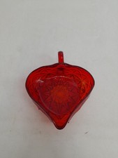 Red Carnival Glass Basket Dish Jug 16 cm x 14.5 cm Single Handle Leaf Shape
