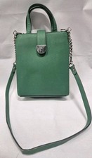 VIntage ZARA HANDBAG green faux leather detachable crossbody chain strap 