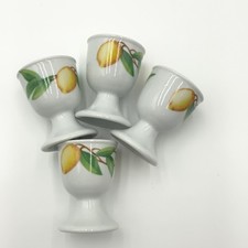 Porcelaine Hirondelle Egg Cup Set with Lemon Design White Set of 4