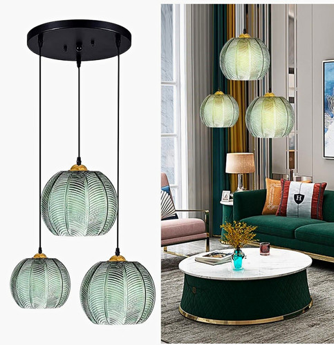 Light green glass globe - 3-light,