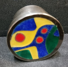 Sterling Silver Abstract Enameled Lidded Pill Container