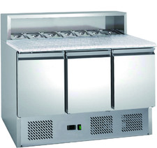 PIZZA PREP COUNTER FRIDGE TOPPING SALADETTE GRANITE FRIDGE 3 DOOR SALAD FRIDGE