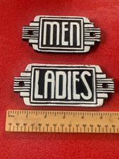 Art Deco Style Cast Iron Toilet Door Plaques - Ladies & Men
