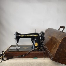 Singer 15K 1938 Sewing Machine Electric Knee Control With Wooden Case EB781773