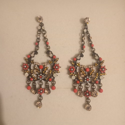 Floral crystal drop - crystal, earrings