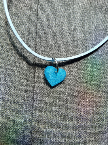 Blue heart stone charm - stone, pendant