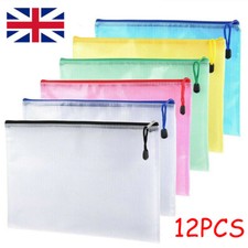 12X A3/4/5 Plastic Wallet Document Zip Lock Bags PVC Pockets With Zipper Storage