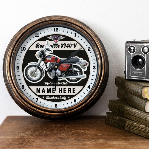Personalised motorcycle clock - personalised,