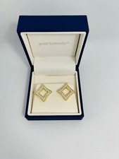 Paul Kennedy Gold Tone Rhinestones Pierced Geometric Earrings Jewellery