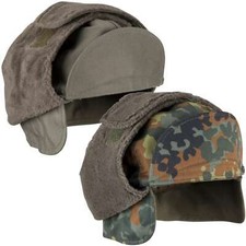 Genuine German Army Bundeswehr Warm Faux-Fur Winter Pile Hat Field Cap Ear Flaps