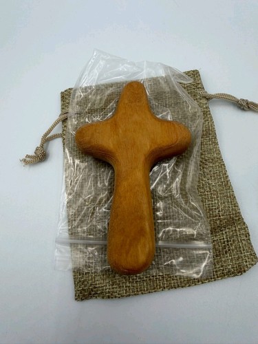Olive wood holding cross - olive,