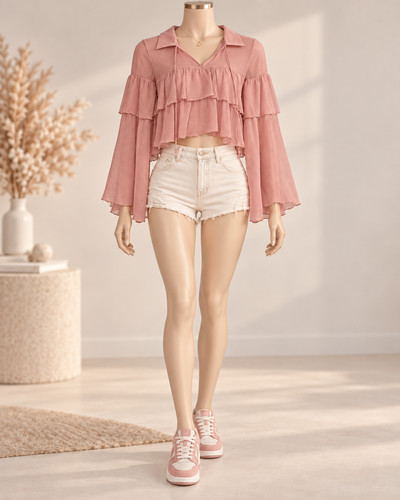 Zara dusty pink tiered ruffle - zara,
