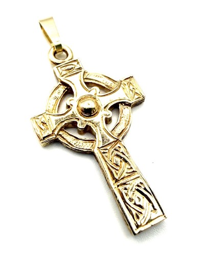 9ct gold celtic cross pendant - gold,