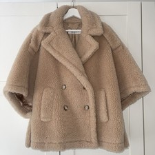 Max Mara Teddy Cape Womens M Beige Camel Hair Silk Wool