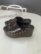 BNWT ZARA Brown Textured Croc Platform Wedges Size 5/38