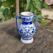 Vintage German Westerwald Miniature Twin Handle Vase Salt Glazed Stoneware 844